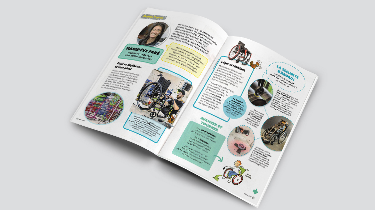 Motion Composites wheelchairs featured in science magazine Les Explorateurs